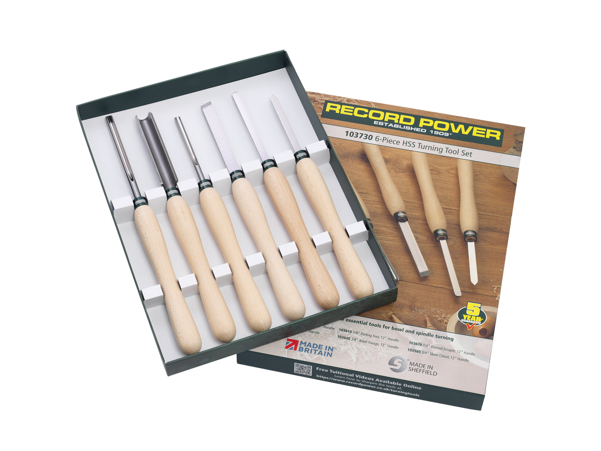 Record Power Set di scalpelli per tornitura legno 6 pezzi