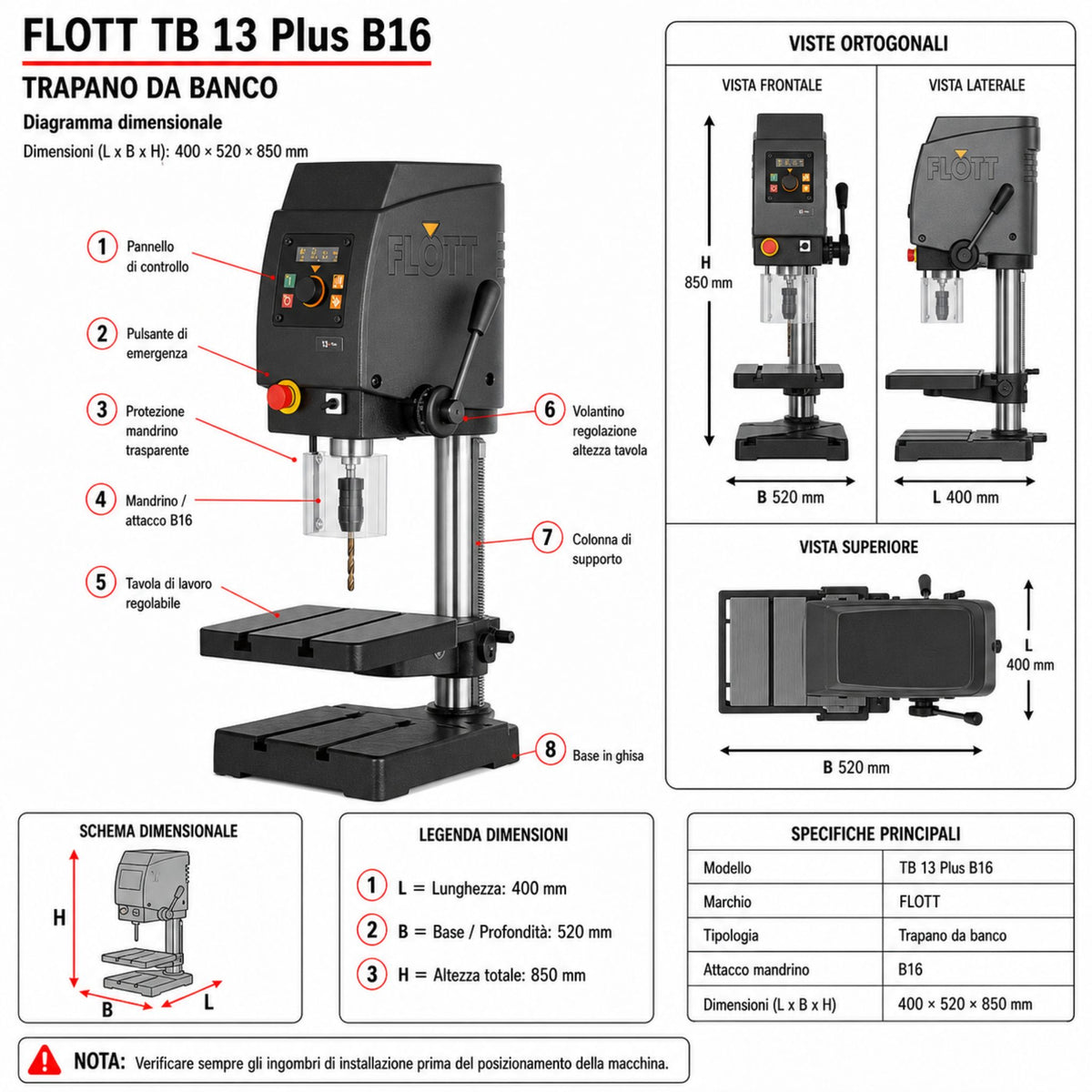 Kolomboormachine Flott TB 13 Plus B16