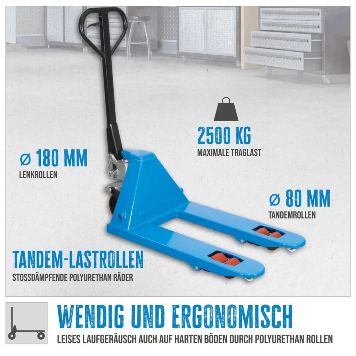 Transportwagen hef handmatig Güde 2500 kg – PU (forche 800 mm)