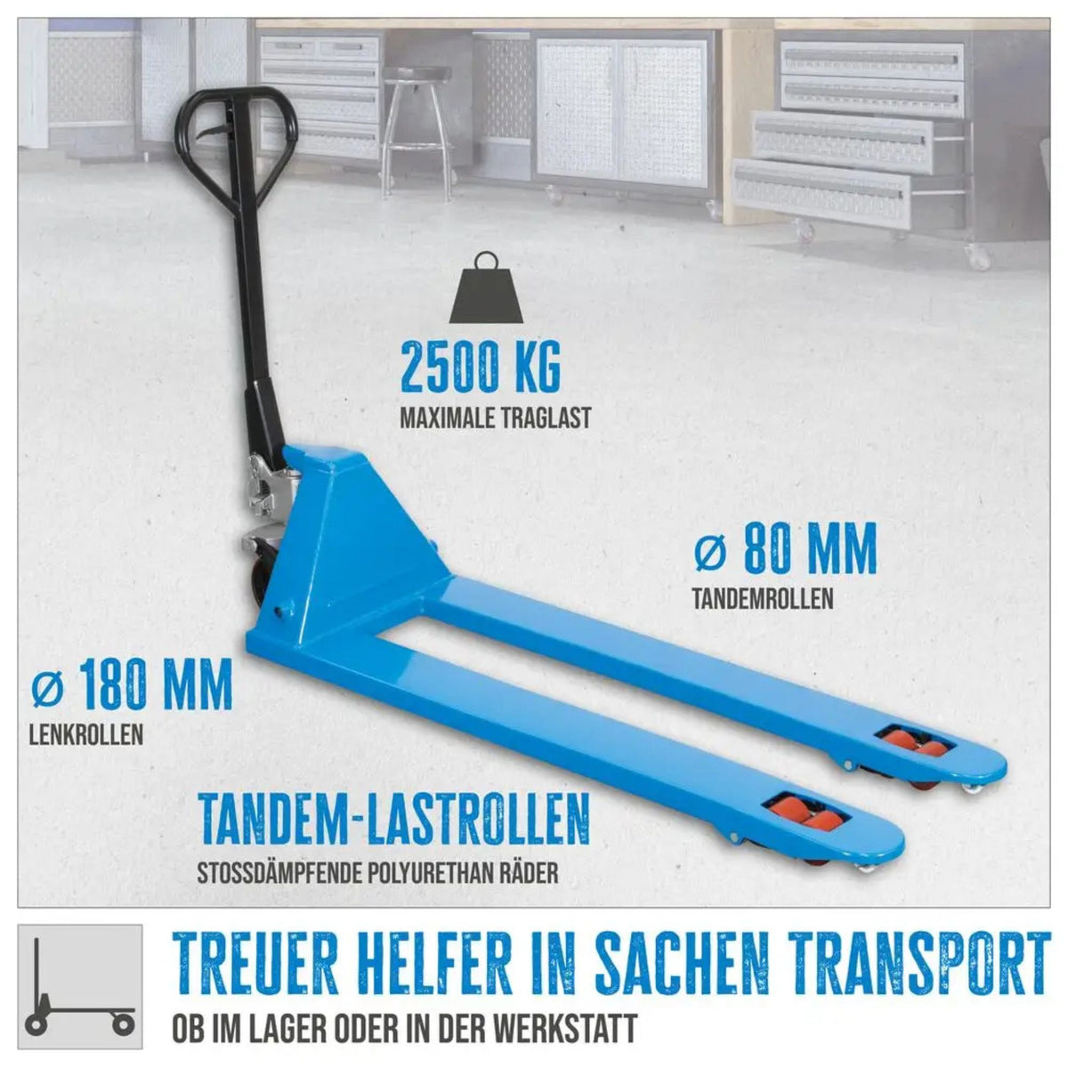 Transportwagen hef handmatig Güde 2500 kg – PU (forche 1800 mm)