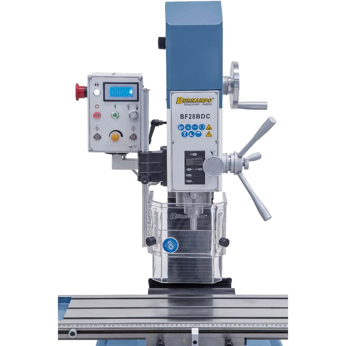 Trapano-fresatrice Bernardo BF 28 BDC 230 V met indicatoren digitaal snelheid en corsa