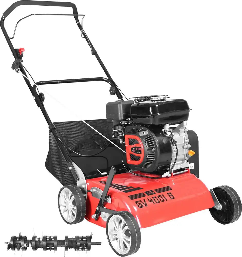 Güde GV 4001 B – Arieggiatore e scarificatore 2in1 con motore 4 tempi da 196 cm³, larghezza di lavoro 400 mm e regolazione a 7 posizioni, ideale per prati fino a 1200 m².