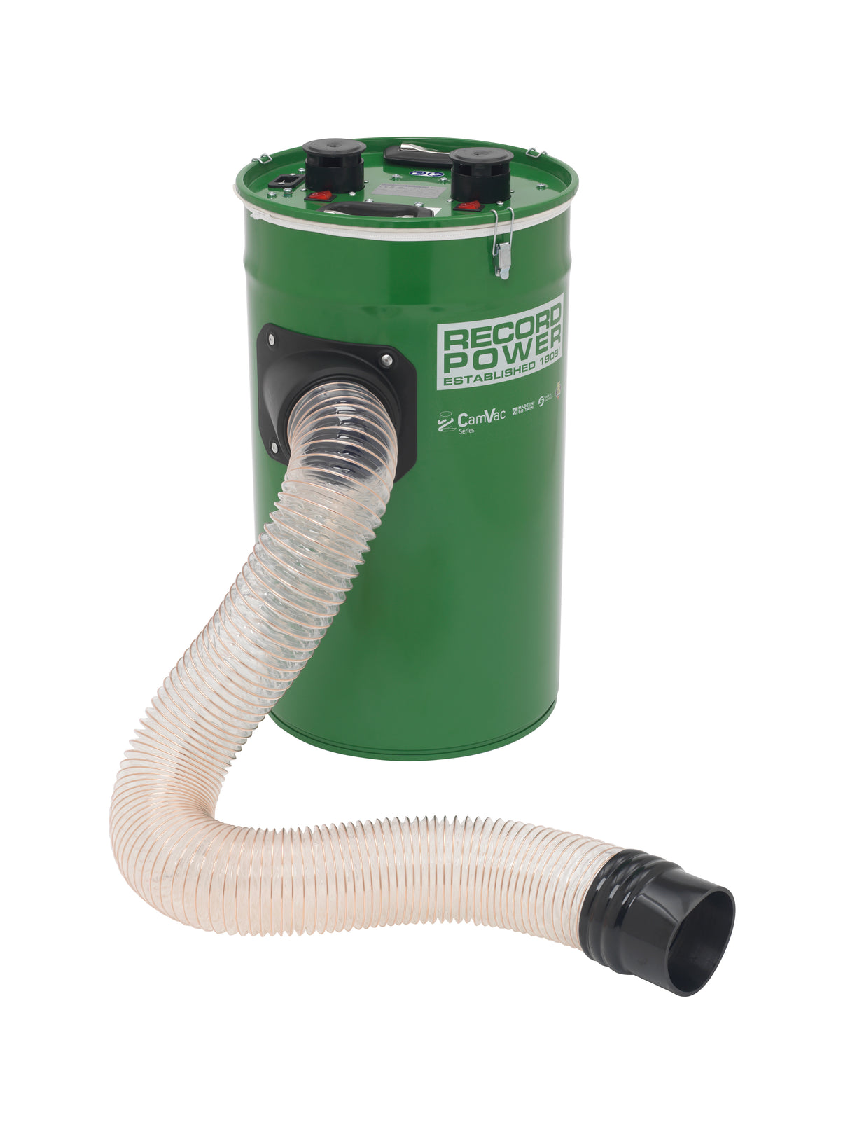 Aspiratore CamVac Record Power CGV336-4 con capacitĆ da 55 litri e doppio motore da 1 kW, progettato per applicazioni professionali in officine e laboratori.