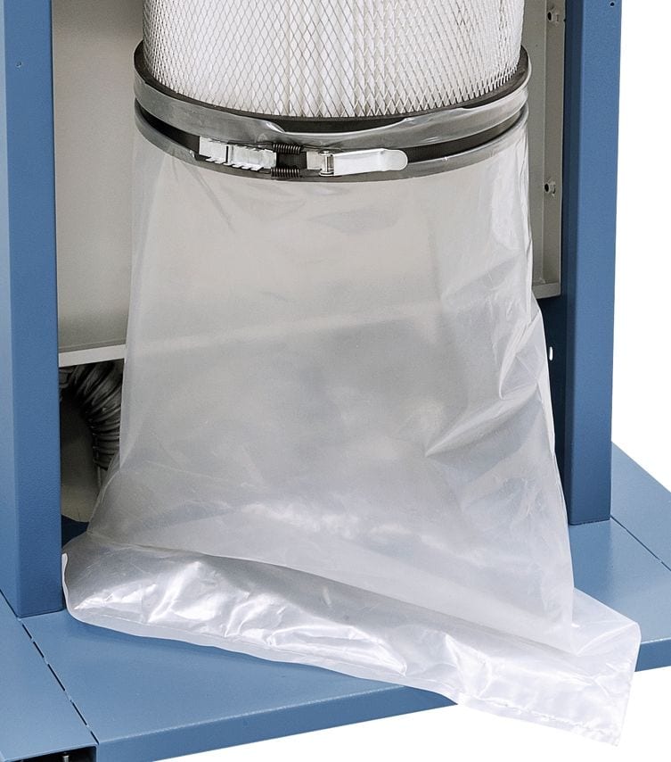 Set da 10 sacchetti Bernardo in plastica trasparente per raccolta trucioli e polveri fini, compatibili con aspiratore RLA 3700, resistenti e facili da installare.