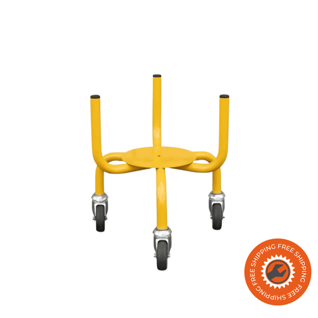 Carrello treppiedi Ravendo con piattaforma 600×460 mm, ruote piroettanti da 50 mm e struttura in tubo Ø 30 mm per secchi 14/20 L.