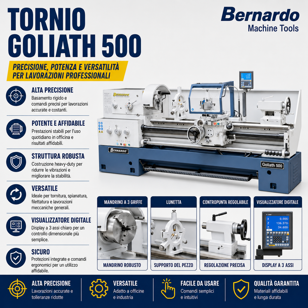 Metaaldraaibank Bernardo Goliath 500 x 1000