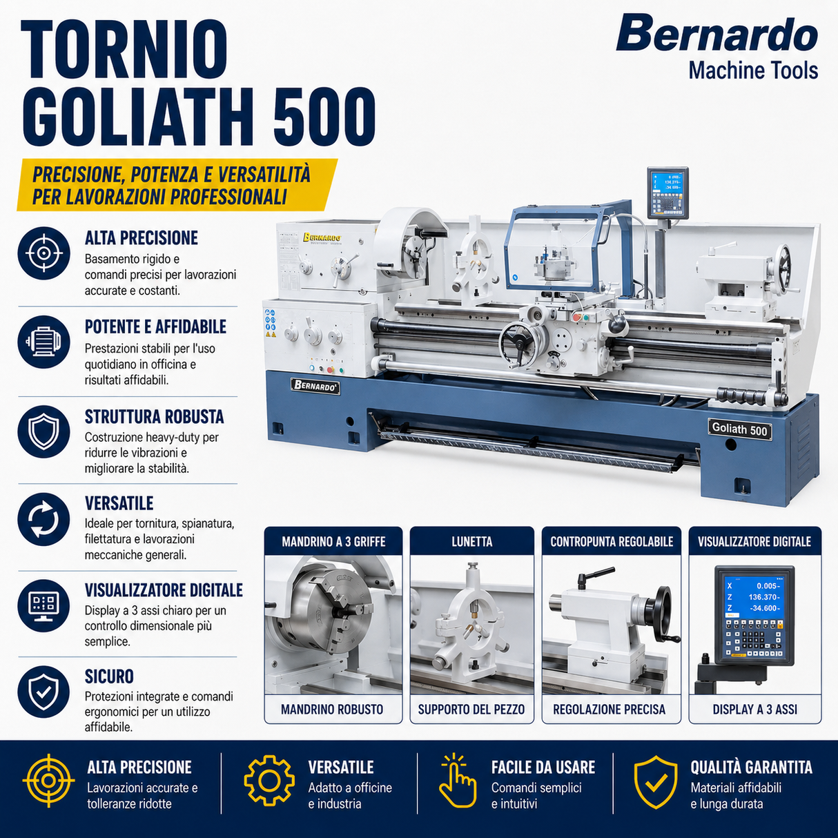 Metaaldraaibank Bernardo Goliath 500 x 1500