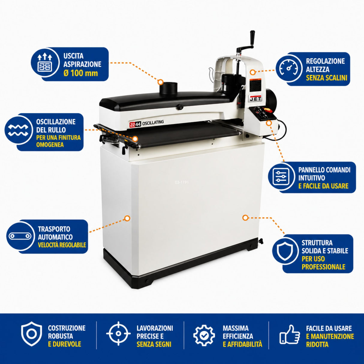 Kalibreerschuurmachine Jet JWDS-2244OSC Kalibreerschuurmachine cilinder oscillante 1120 mm