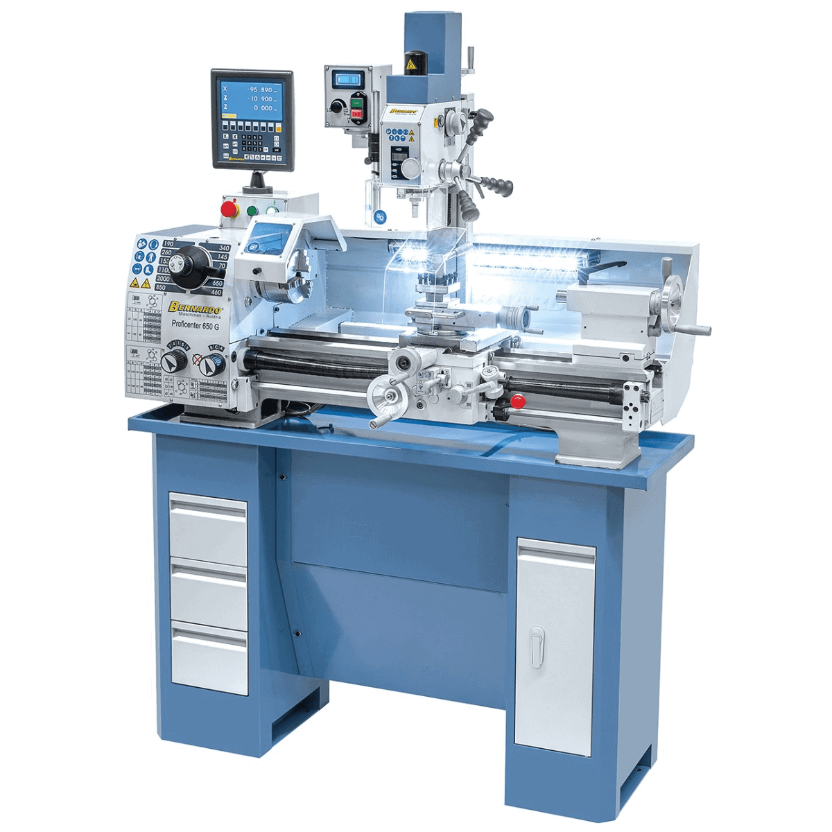 Draaibank freesmachine Bernardo Proficenter 650 G / 400 V met DRO 2 assen