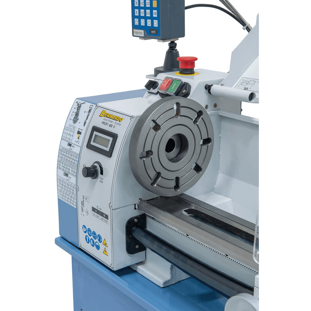 Metaaldraaibank Bernardo Profi 400 V / 230 V met DRO 2 assen DT 40