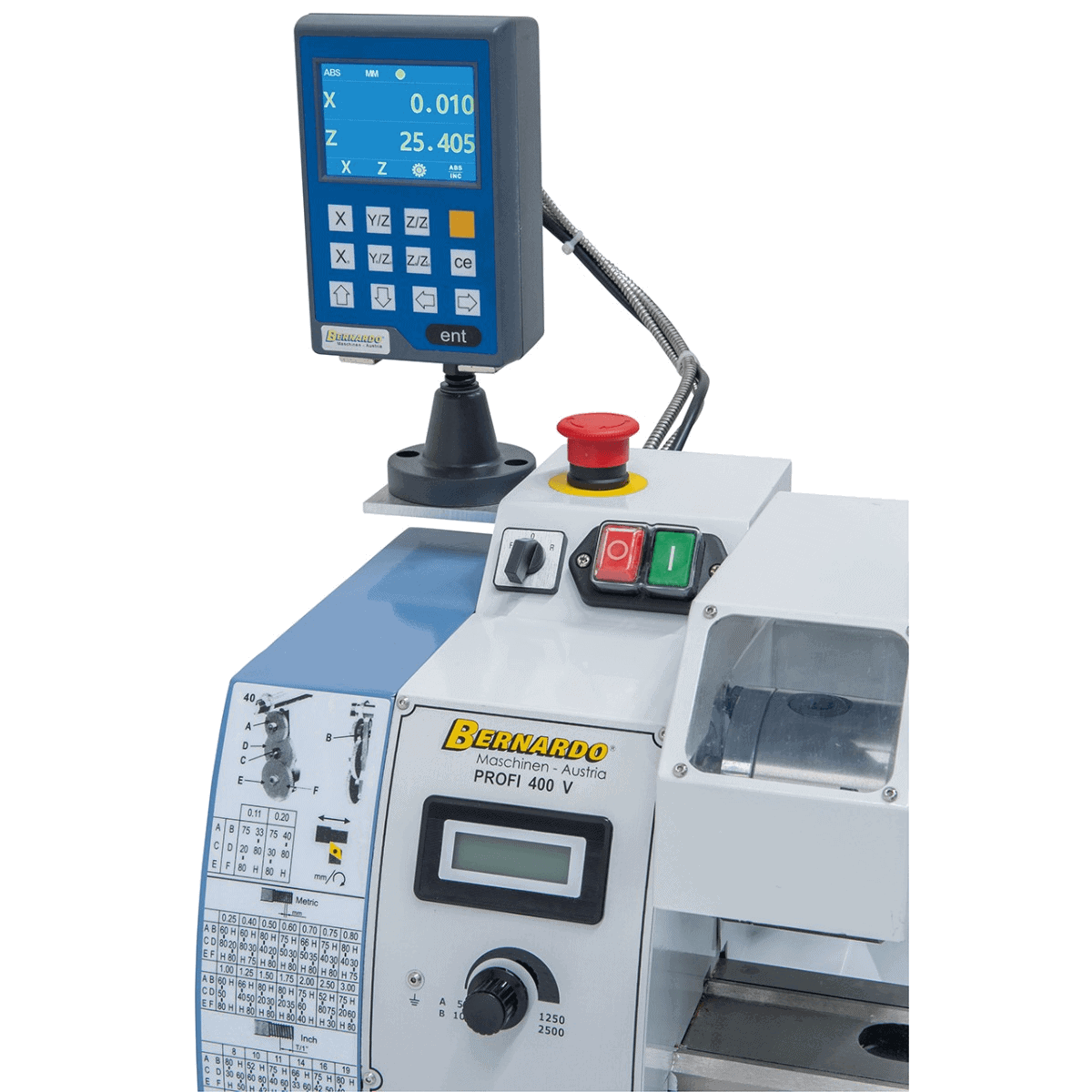 Metaaldraaibank Bernardo Profi 400 V / 230 V met DRO 2 assen DT 40