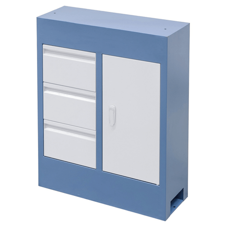 Vista frontale della sottostruttura D1 Deluxe con piedini regolabili, progettata per migliorare la stabilità e l’ergonomia di torni da banco e macchine utensili compatte.