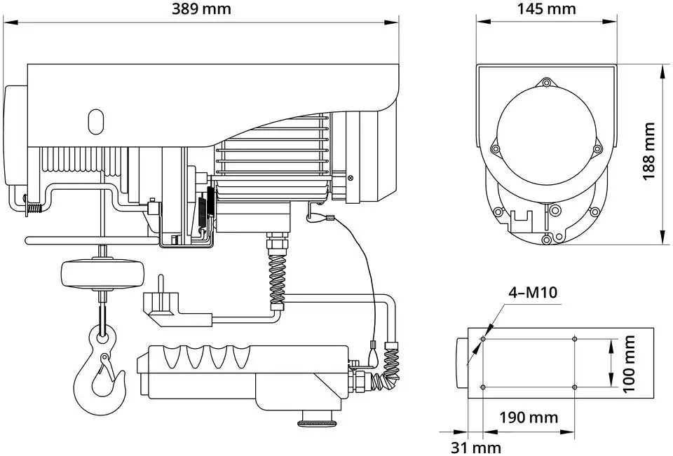 Paranco elektrisch Güde GSZ 200/400 – capaciteit 200 kg van tiro direct o 400 kg met carrucola, fune 12 m