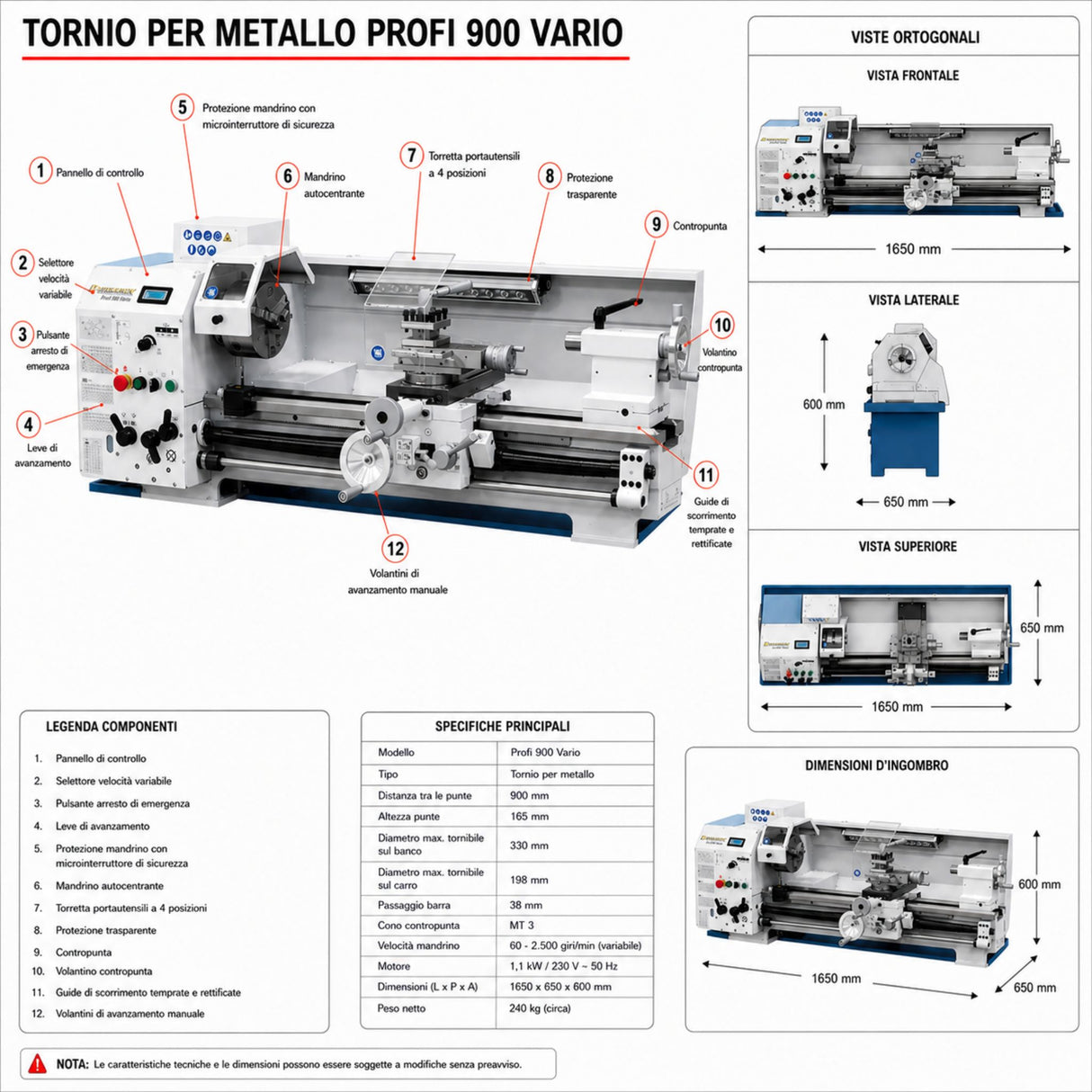 Bernardo Metaaldraaibank Profi 900 Vario - 230 V