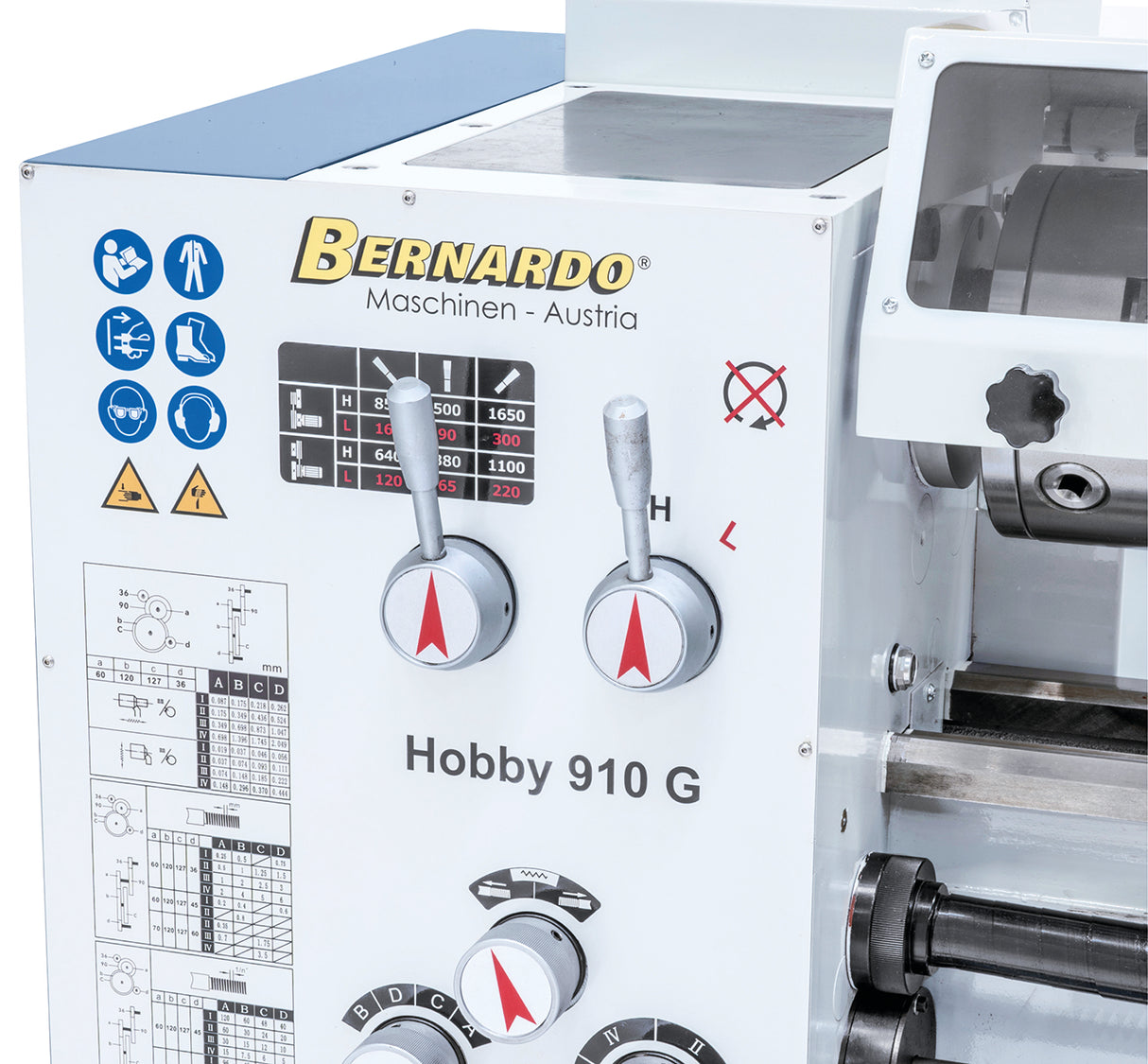 Metaaldraaibank Bernardo Hobby 910 G 230V / 400V met DRO 3 assen ES-12 V