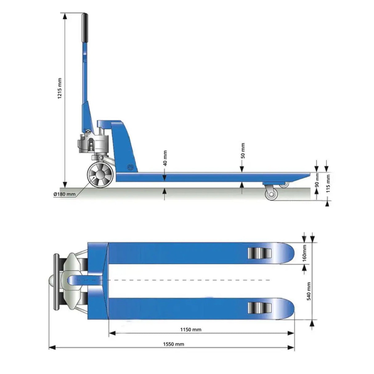 Carrello elevatore manuale Güde 2500 kg – PU (poliuretano)