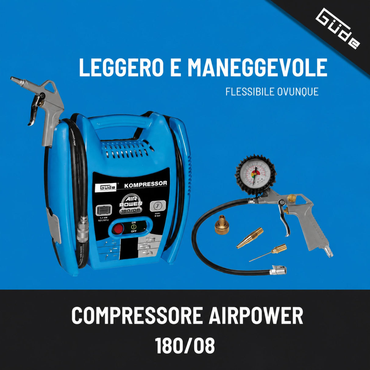 Compressor d'aria draagbaar Güde Airpower 180/08