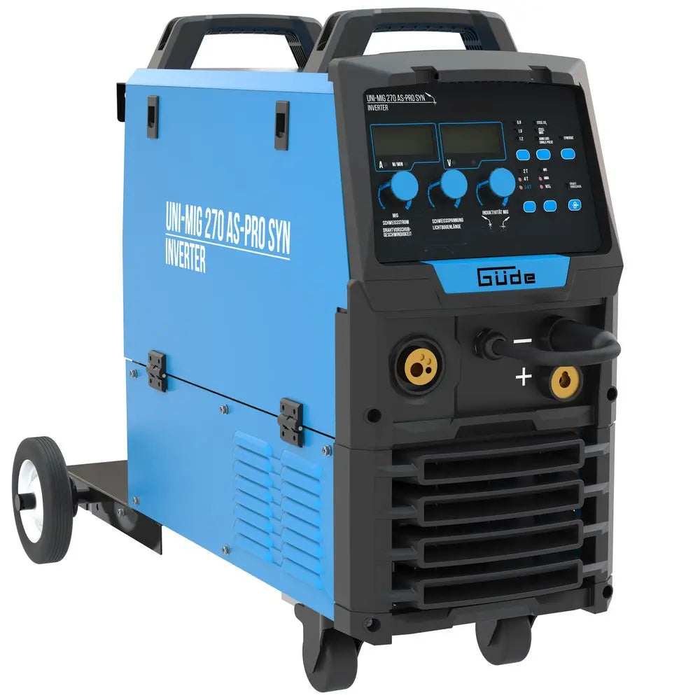 Multiproces lasapparaat Güde Uni-Mig 270 AS-Pro SYN – driefasige 400V inverter, MIG/MAG, MMA, gevulde draad en TIG