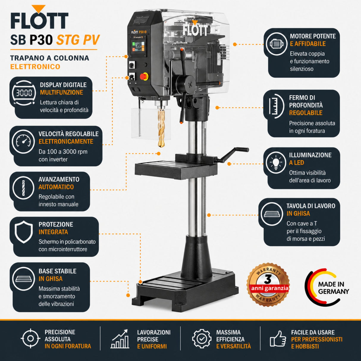 Trapano a colonna Flott SB P30 STG PV
