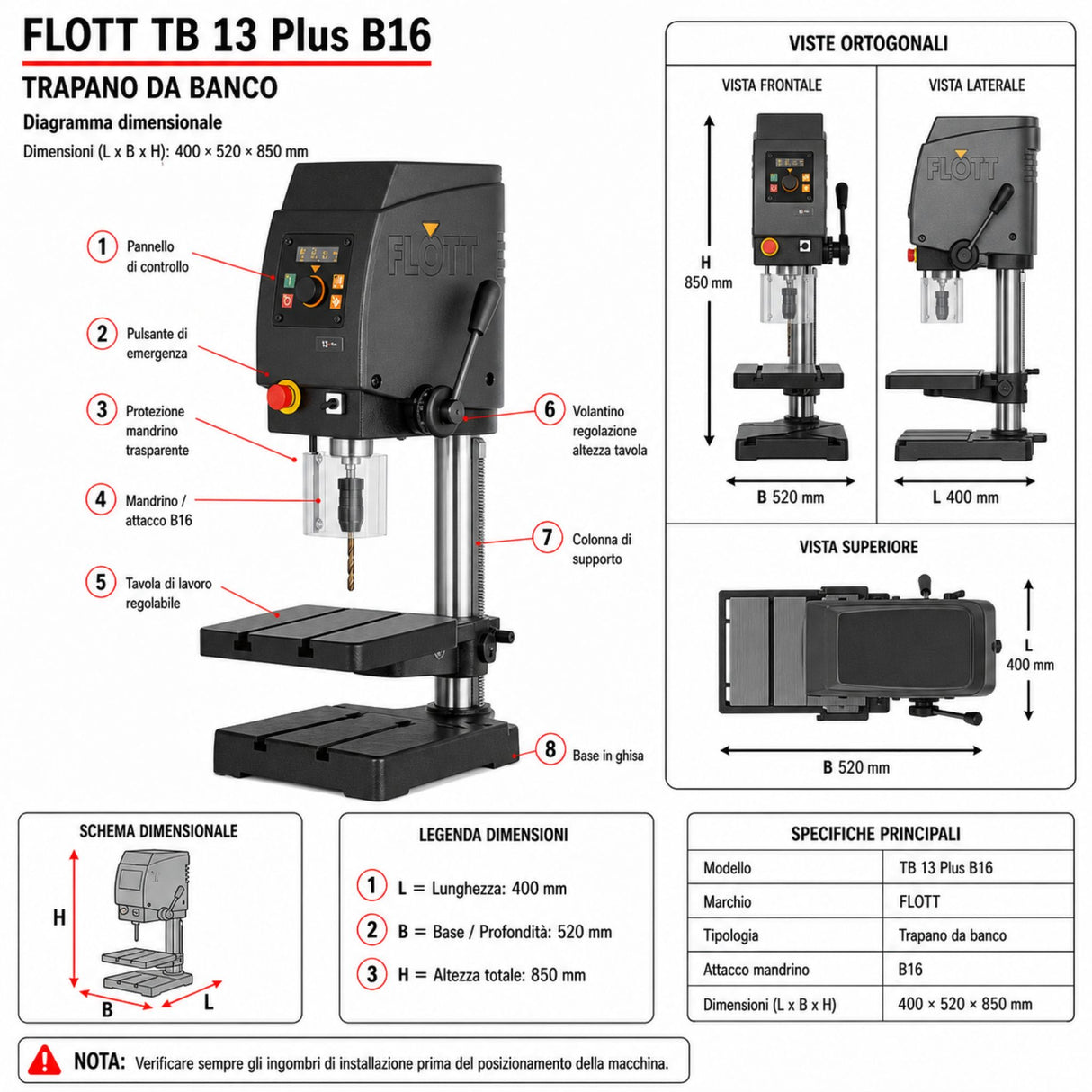 Kolomboormachine Flott TB 13 Plus B16