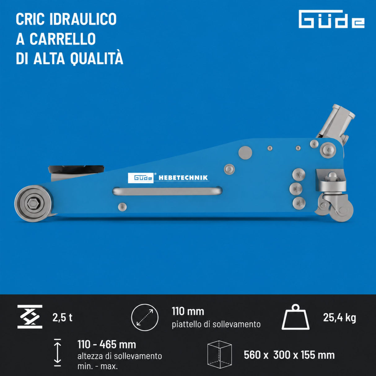 Sollevatore idraulico a carrello Güde GRH 2.5/460AL