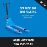 Carrello elevatore manuale Güde 2500 kg – PU (poliuretano)