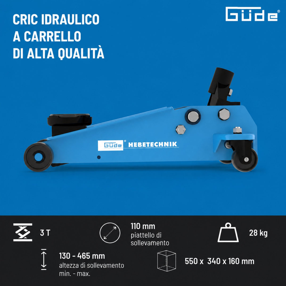 Sollevatore idraulico a carrello Güde GRH 3/470