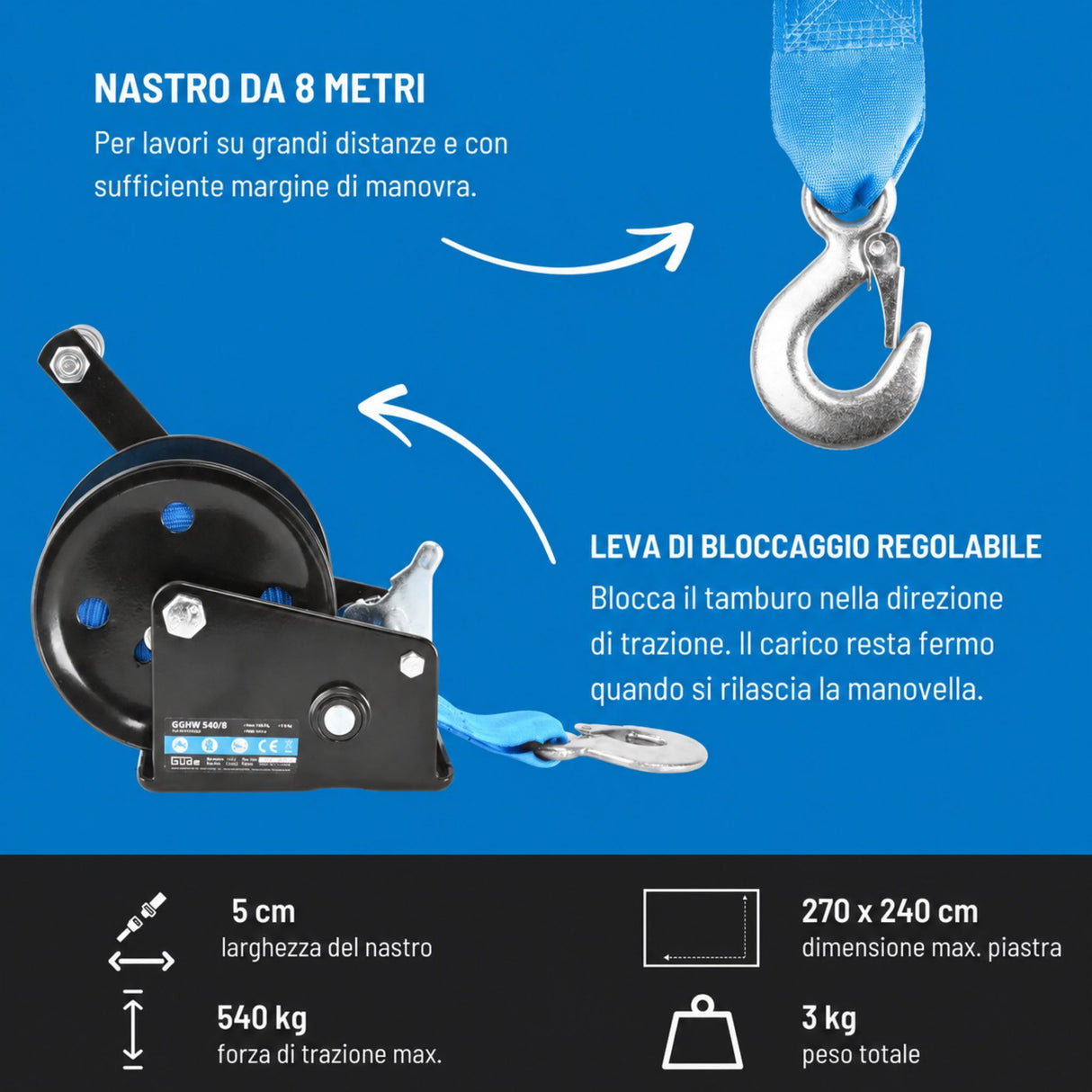 Verricello a cinghia Güde GGHW 540/8