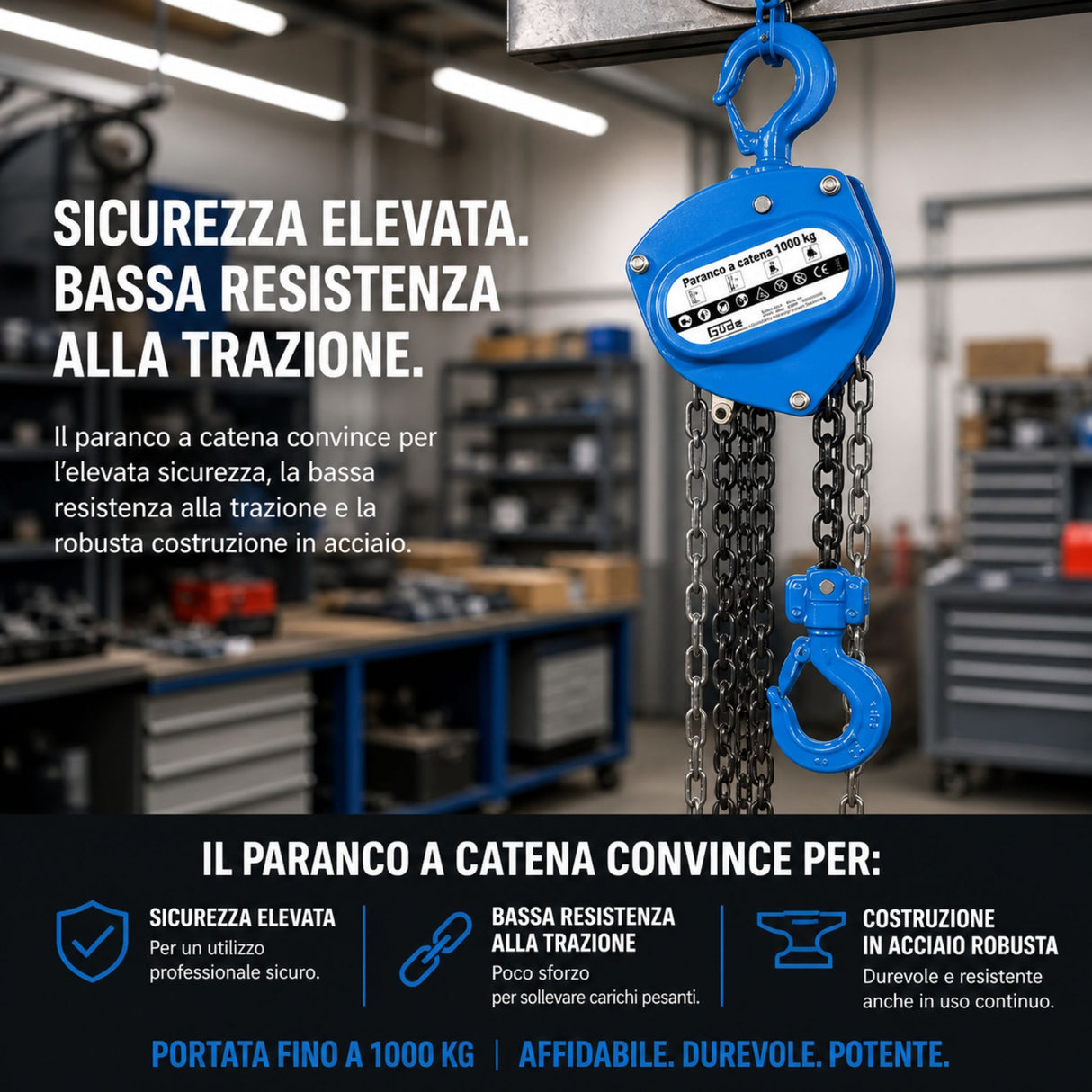 Paranco tandwielen cilindrisch Güde 1000 kg