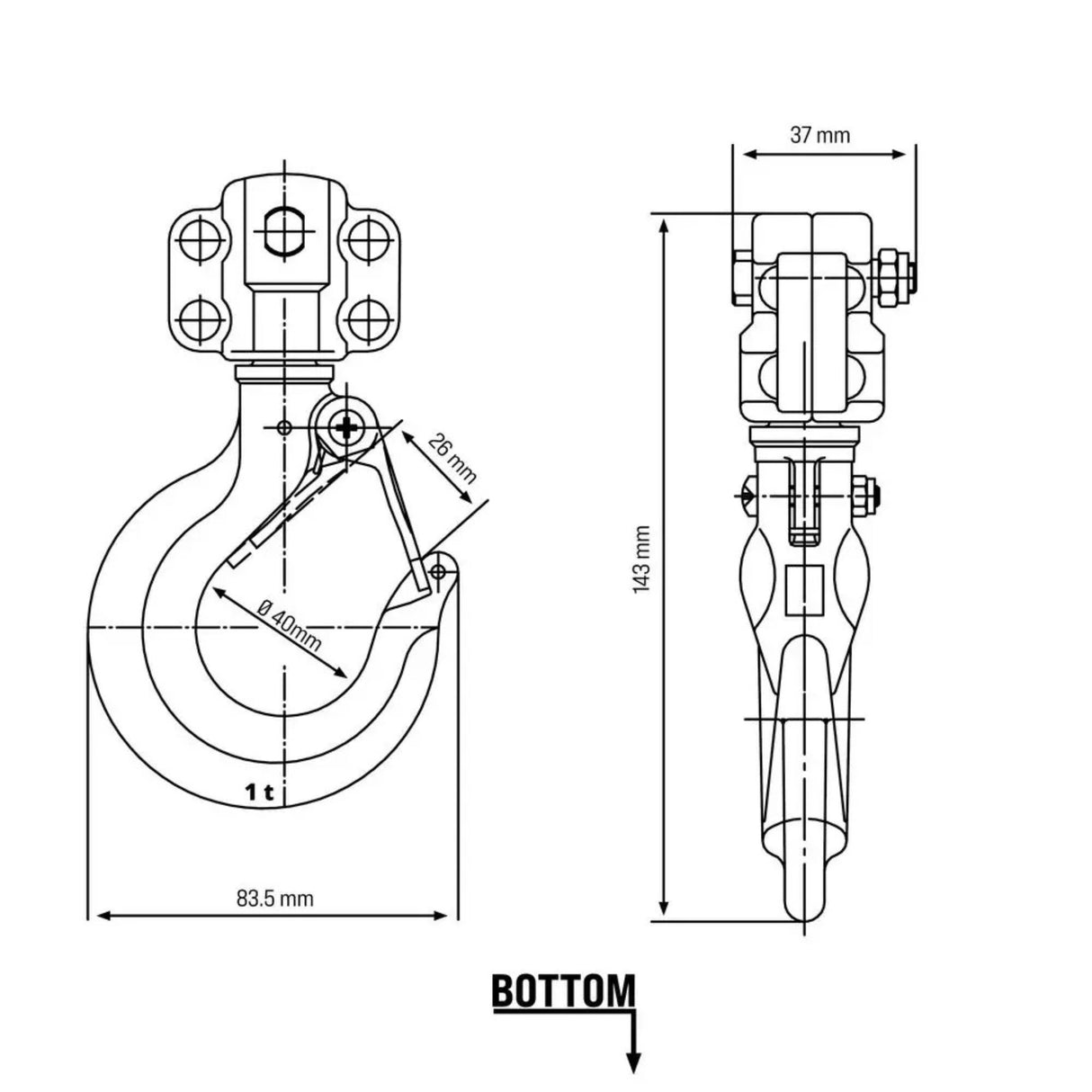 Paranco tandwielen cilindrisch Güde 1000 kg