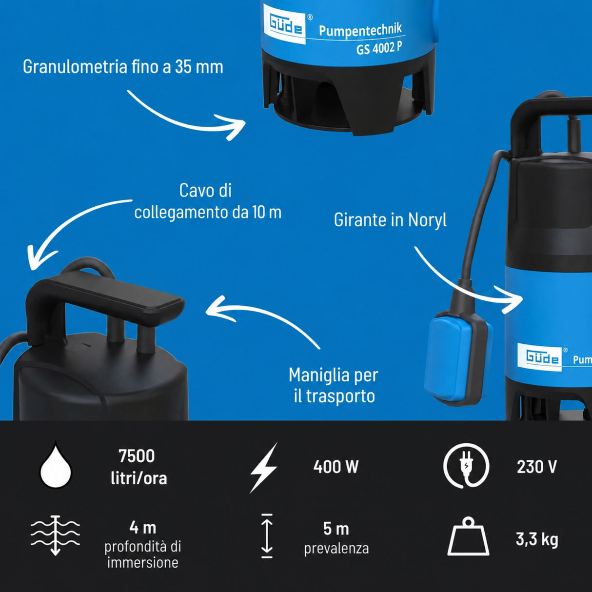 Güde Pompa sommersa per acque sporche GS 4002 P