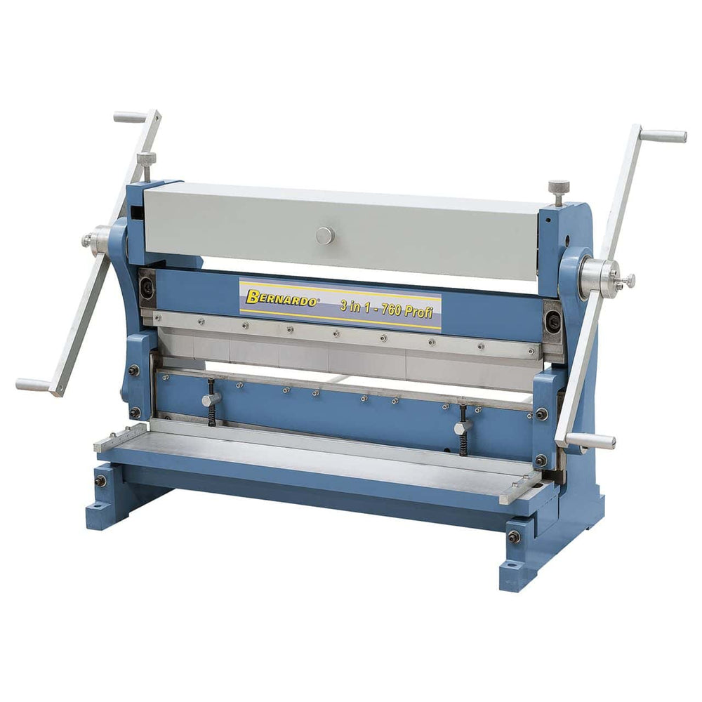 Macchina Bernardo 760 Profi 3 in 1 per taglio, piegatura e calandratura con segmenti intercambiabili e barra di taglio rettificata.