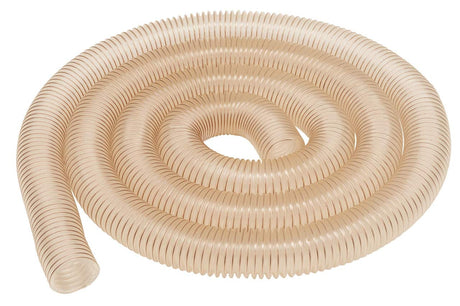 Tubo di aspirazione a spirale Bernardo Ø60 mm, lunghezza 6 m, flessibile e trasparente con spirale in acciaio zincato, ideale per impianti di aspirazione industriale.