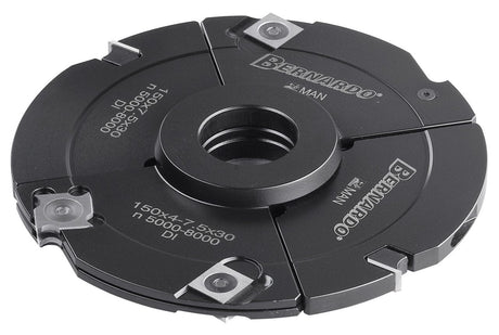 Testa regolabile Bernardo Ø160 mm con regolazione 4–7,5 mm, foro 30 mm e anello di battuta, ideale per creare scanalature e giunzioni precise su legno con toupie e fresatrici verticali.