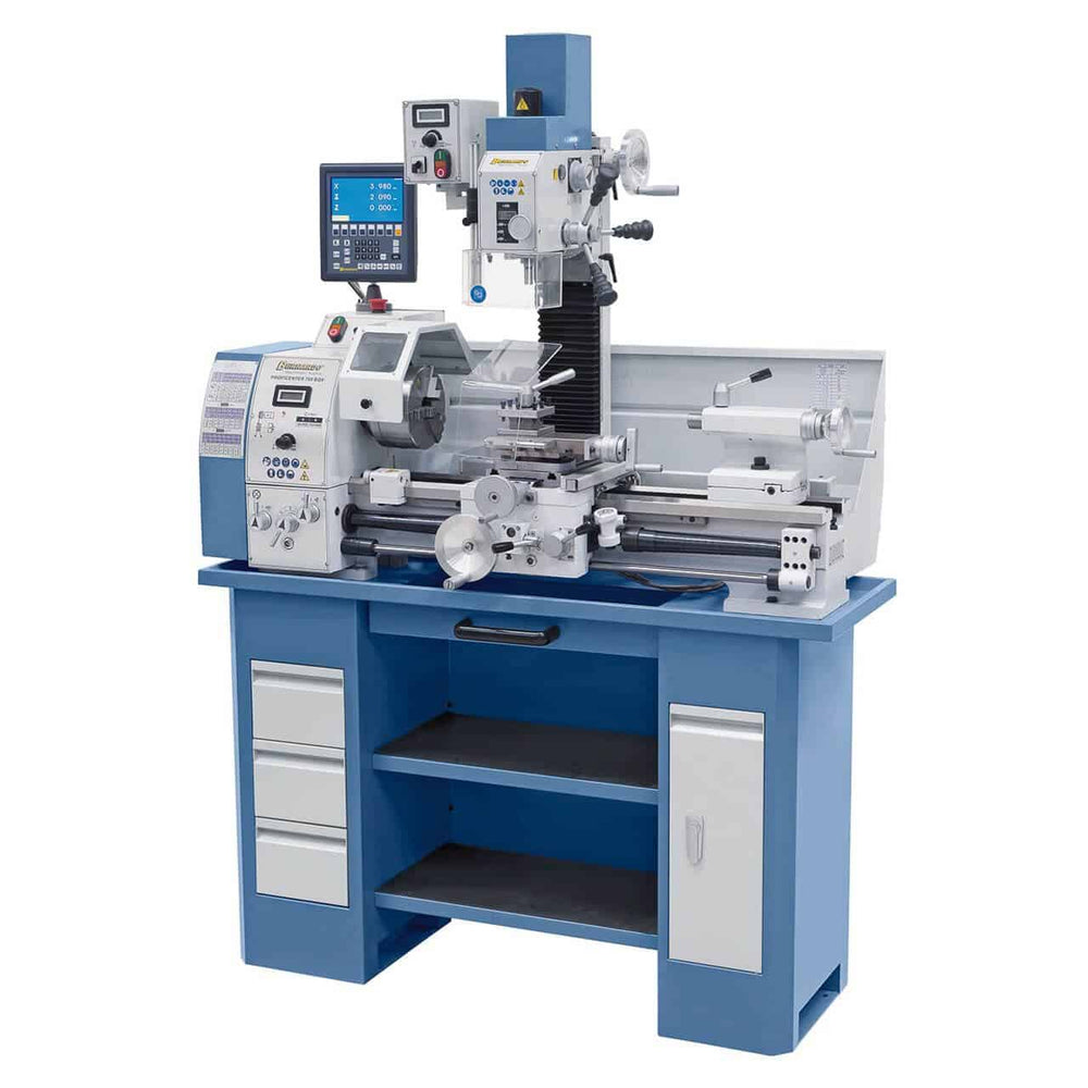 Centro di lavoro combinato Bernardo Proficenter 700 BQV / 230 V con DRO 2 assi ES-12 V, inverter e accessori inclusi.