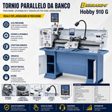 Metaaldraaibank Bernardo Hobby 910 G 230V / 400V met DRO 3 assen ES-12 V