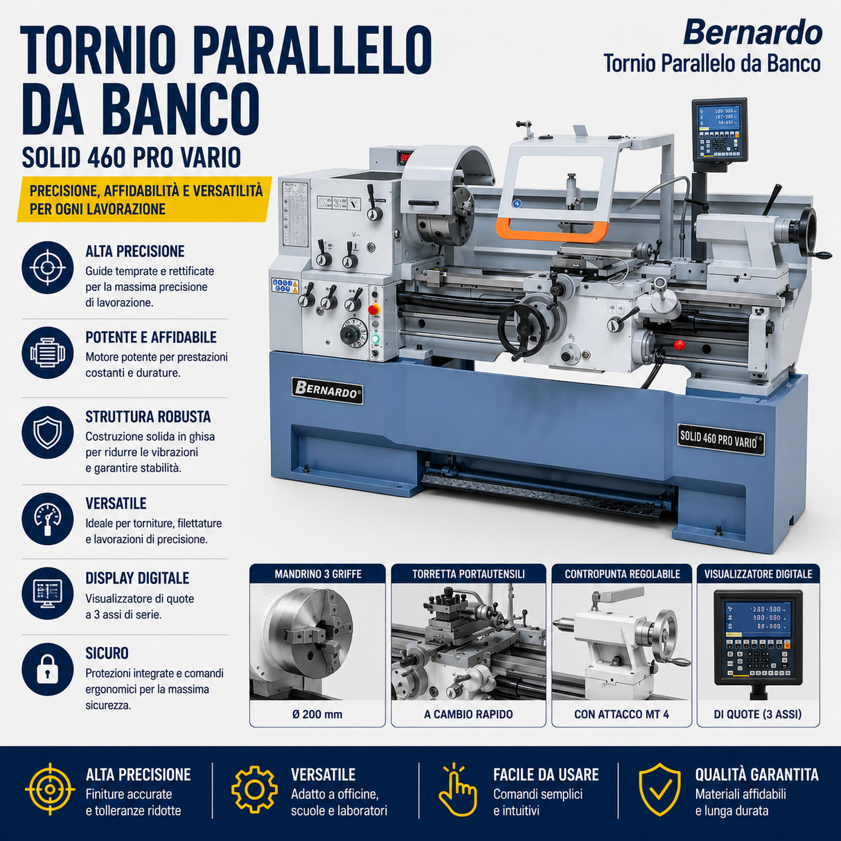 Metaaldraaibank Bernardo Solid 460 x 1000 Pro Vario