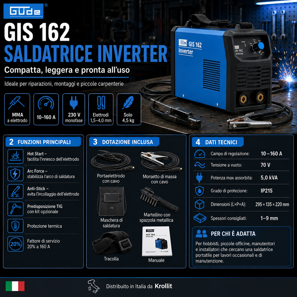 Inverter lasapparaat Güde GIS 162