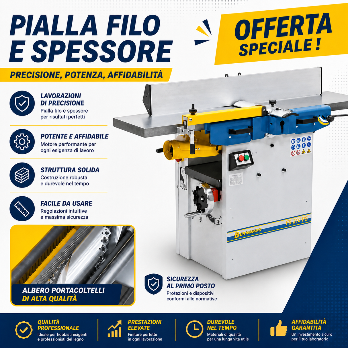 Vlak- en vandiktebank Bernardo FS 310 PS met spiraalas