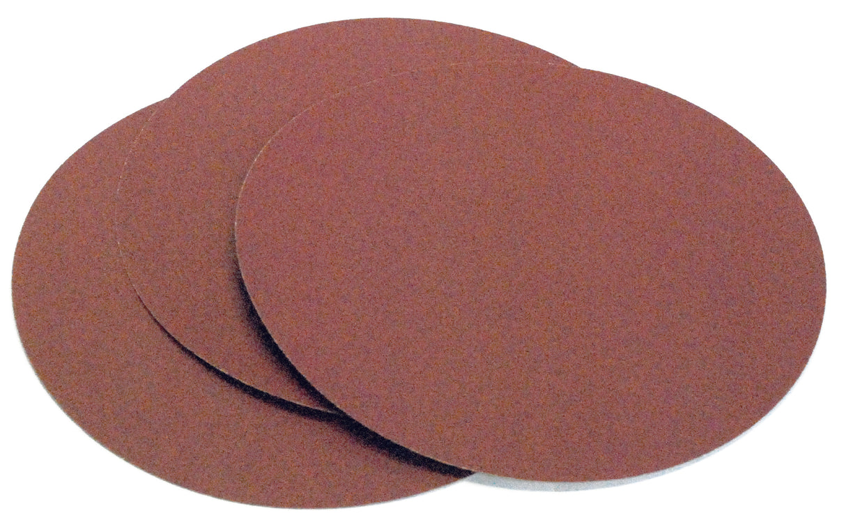 Set da 3 dischi abrasivi autoadesivi Record Power da 250 mm grana 60, ideali per levigatura e sgrossatura con BDS250.