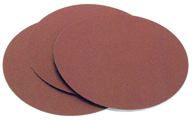 Set da 3 dischi abrasivi autoadesivi Record Power da 300 mm grana 120, ideali per levigatura fine e preparazione alla finitura con DS300.