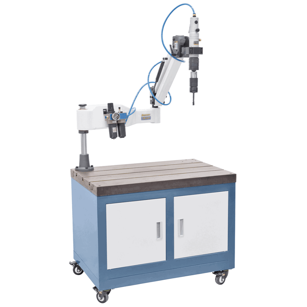Bernardo Filettatrice pneumatica TM 24 P / R 1100 con braccio snodato da 1100 mm, mandrino rapido di sicurezza e regolazione angolare 0°–90°.
