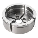 Ganasce Record Power da 100 mm con profilo a coda di rondine esterno e corpo interno profondo dentato, ideali per grandi ciotole, legno verde e vasi cavi.