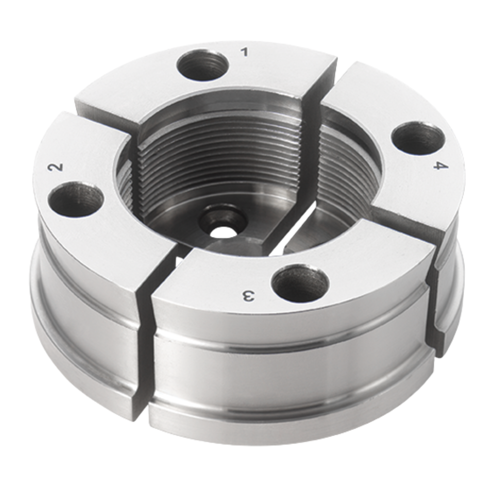 Ganasce Record Power da 75 mm con corpo interno dentato e profilo a coda di rondine esterno, ideali per ciotole pesanti, vasi e lavorazioni su legno verde.