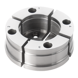 Ganasce Record Power da 75 mm con corpo interno dentato e profilo a coda di rondine esterno, ideali per ciotole pesanti, vasi e lavorazioni su legno verde.