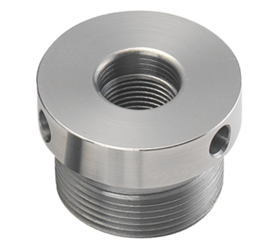 Inserto filettato Record Power 1"x8 TPI UNC RH con fori laterali per serraggio, compatibile con mandrini SC4 e SC1 per torni con filetto UNC.