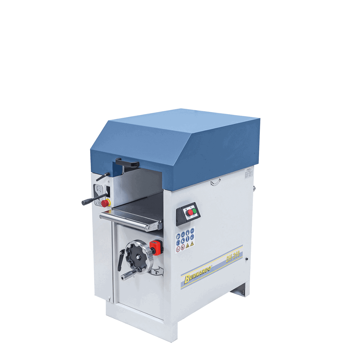 Pialla a spessore Bernardo DH 310 400 V con tavolo in ghisa rettificata, display digitale e albero pialla a 4 coltelli HSS, ideale per lavorazioni precise e professionali del legno.