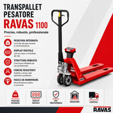 Transpallet pesapallet RAVAS 1100 – pesatura base, portata 2.000 kg IP67