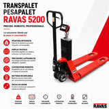 Transpallet pesapallet RAVAS 5200 – touchscreen 5", multirange 0,2/0,5/1 kg