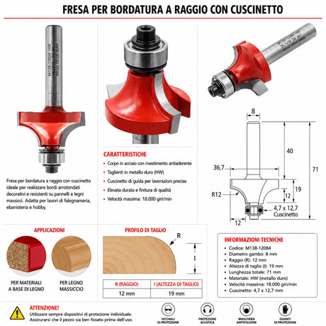 Fresa IGM M138 per arrotondare bordi